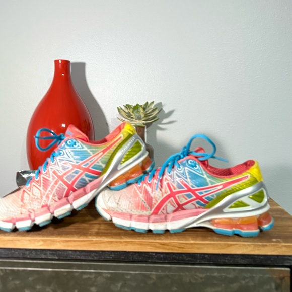 Asics Shoes - ASICS Women's Gel Kensei 5 Pink,Yellow & Blue Running Shoes